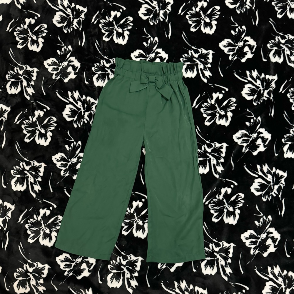 Kids Green Paperbag Waist Pants
